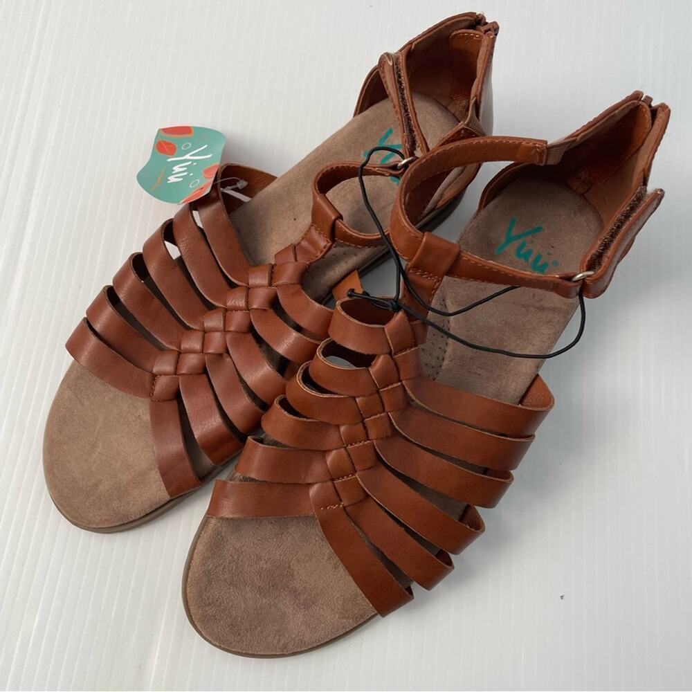 🆕 Yuu Falisha strappy woven sandals size11 M tan brown - Picture 4 of 11